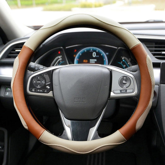 Super Fiber Leather Car Universal Anti-skid Steering Wheel Cover, Diameter: 38cm(Beige Coffee) by buy2fix