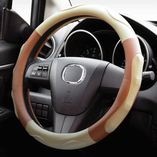 Super Fiber Leather Car Universal Anti-skid Steering Wheel Cover, Diameter: 38cm(Beige Coffee) by buy2fix