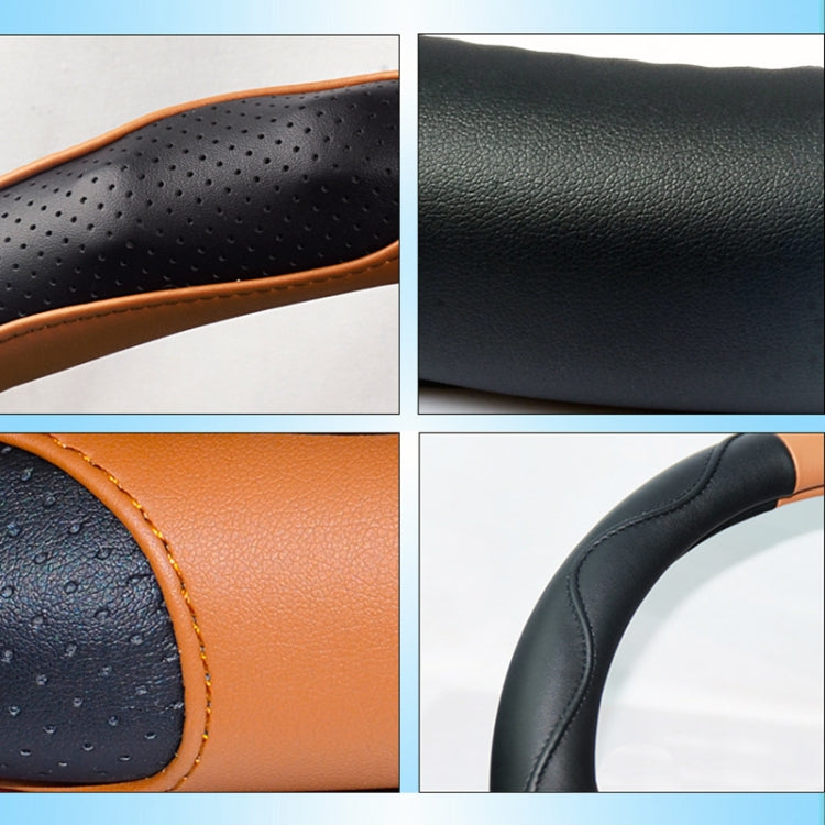 Super Fiber Leather Car Universal Anti-skid Steering Wheel Cover, Diameter: 38cm(Black Coffee) by buy2fix