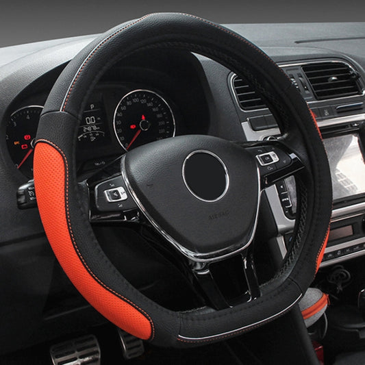 D Style Car Universal Anti-skid Steering Wheel Cover, Diameter: 38cm(Black Orange) by buy2fix