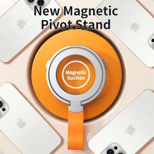 MagSafe Magnetic Pivot Stand Phone Ring Holder(Black + Orange) - Ring Holder by buy2fix | Online Shopping UK | buy2fix