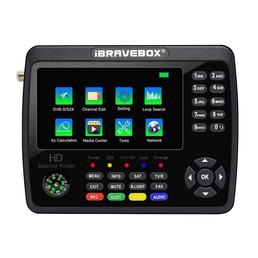 iBRAVEBOX V10 Finder Max 4.3 inch Display Digital Satellite Meter Signal Finder, Support DVB-S/S2/S2X, Plug Type:EU Plug(Black) - Satellite Finder by buy2fix | Online Shopping UK | buy2fix