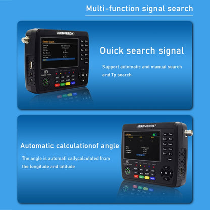 iBRAVEBOX V10 Finder Max+ 4.3 inch Display Digital Satellite Meter Signal Finder, Support DVB-S/S2/S2X AHD, Plug Type:US Plug(Black) - Satellite Finder by buy2fix | Online Shopping UK | buy2fix