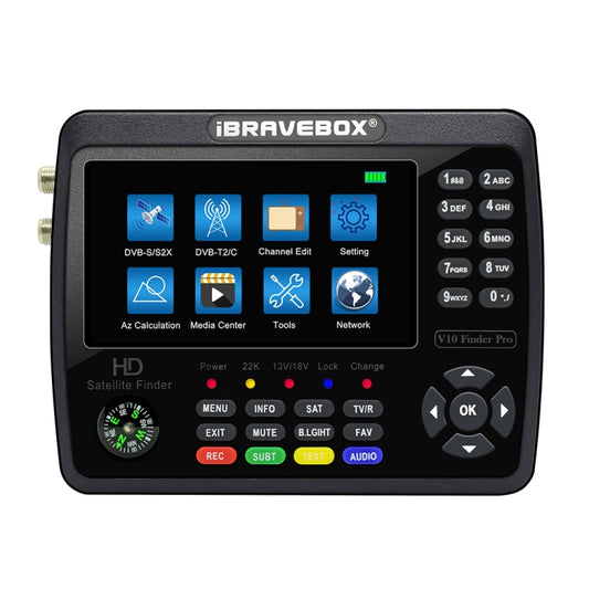 iBRAVEBOX V10 Finder Pro 4.3 inch Display Digital Satellite Meter Signal Finder, Support DVB-S/S2/S2X/T/T2/C, Plug Type:EU Plug(Black) - Satellite Finder by buy2fix | Online Shopping UK | buy2fix
