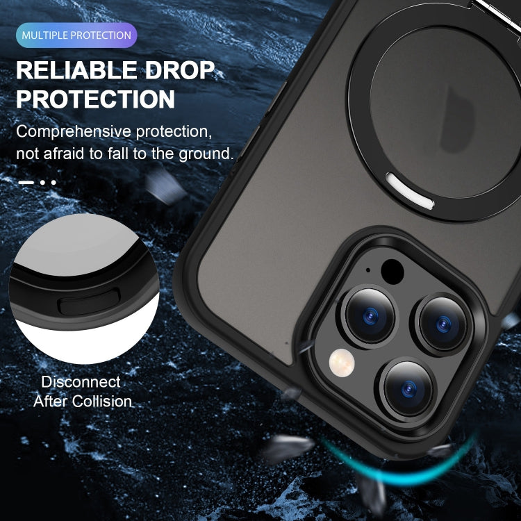 For iPhone 15 Pro Max Skin-feel MagSafe Holder PC Hybrid TPU Phone Case(Black) - iPhone 15 Pro Max Cases by buy2fix | Online Shopping UK | buy2fix