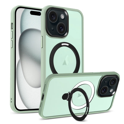 For iPhone 15 Plus Skin-feel MagSafe Holder PC Hybrid TPU Phone Case(Matcha Green) - iPhone 15 Plus Cases by buy2fix | Online Shopping UK | buy2fix
