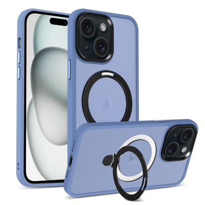 For iPhone 15 Skin-feel MagSafe Holder PC Hybrid TPU Phone Case(Blue) - iPhone 15 Cases by buy2fix | Online Shopping UK | buy2fix