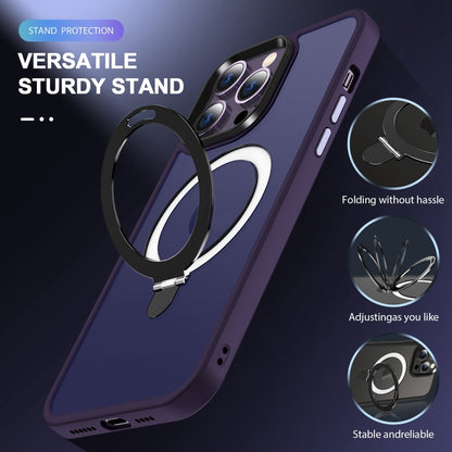 For iPhone 15 Skin-feel MagSafe Holder PC Hybrid TPU Phone Case(Dark Purple) - iPhone 15 Cases by buy2fix | Online Shopping UK | buy2fix