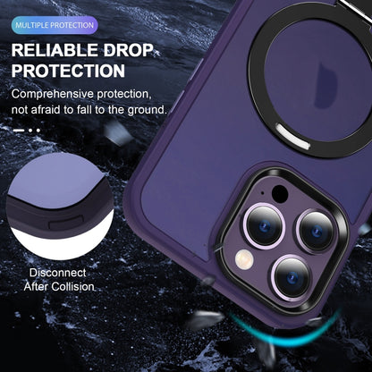 For iPhone 15 Skin-feel MagSafe Holder PC Hybrid TPU Phone Case(Dark Purple) - iPhone 15 Cases by buy2fix | Online Shopping UK | buy2fix