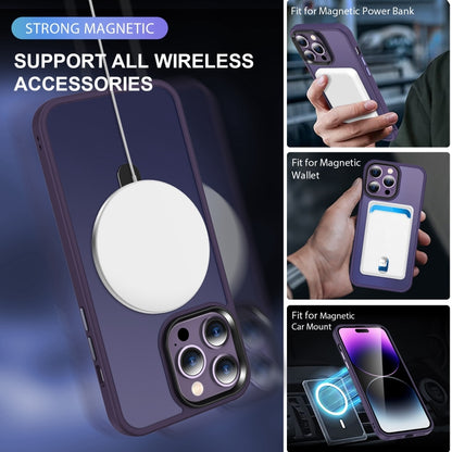 For iPhone 15 Skin-feel MagSafe Holder PC Hybrid TPU Phone Case(Dark Purple) - iPhone 15 Cases by buy2fix | Online Shopping UK | buy2fix