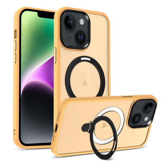 For iPhone 14 Plus Skin-feel MagSafe Holder PC Hybrid TPU Phone Case(Orange) - iPhone 14 Plus Cases by buy2fix | Online Shopping UK | buy2fix