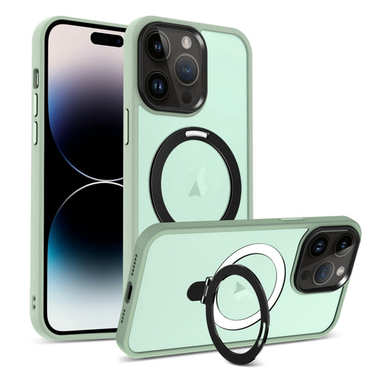 For iPhone 14 Pro Skin-feel MagSafe Holder PC Hybrid TPU Phone Case(Matcha Green) - iPhone 14 Pro Cases by buy2fix | Online Shopping UK | buy2fix