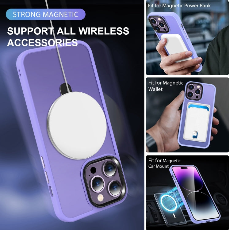 For iPhone 12 Pro Max Skin-feel MagSafe Holder PC Hybrid TPU Phone Case(Purple) by buy2fix