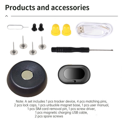 V41 Smart GPS Tracker IP67 Waterproof Pet Anti-loss Positioner, Version:2G Version(Black) by buy2fix