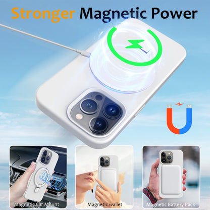 For iPhone 12 Pro Max Liquid Silicone MagSafe Magnetic Phone Case with Ring Holder(White) - iPhone 12 Pro Max Cases by buy2fix | Online Shopping UK | buy2fix
