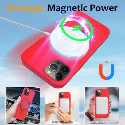 For iPhone 12 Pro Liquid Silicone MagSafe Magnetic Phone Case with Ring Holder(Red) by buy2fix