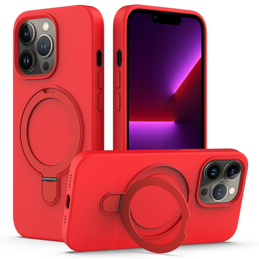 For iPhone 13 Pro Liquid Silicone MagSafe Magnetic Phone Case with Ring Holder(Red) - iPhone 13 Pro Cases by buy2fix | Online Shopping UK | buy2fix