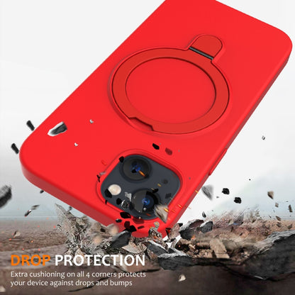 For iPhone 13 Liquid Silicone MagSafe Magnetic Phone Case with Ring Holder(Red) - iPhone 13 Cases by buy2fix | Online Shopping UK | buy2fix