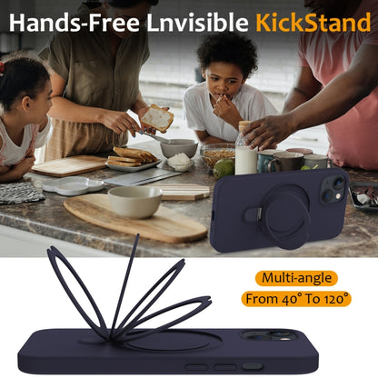 For iPhone 14 Liquid Silicone MagSafe Magnetic Phone Case with Ring Holder(Midnight Blue) by buy2fix