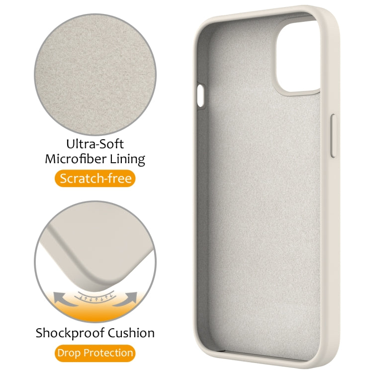 For iPhone 15 Plus Liquid Silicone MagSafe Magnetic Phone Case with Ring Holder(Antique White) - iPhone 15 Plus Cases by buy2fix | Online Shopping UK | buy2fix
