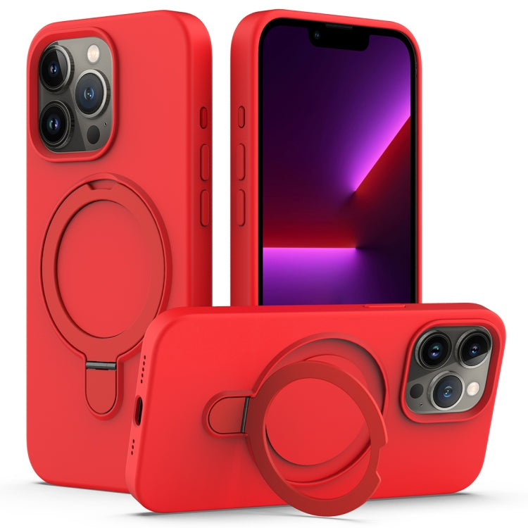 For iPhone 15 Pro Liquid Silicone MagSafe Magnetic Phone Case with Ring Holder(Red) - iPhone 15 Pro Cases by buy2fix | Online Shopping UK | buy2fix