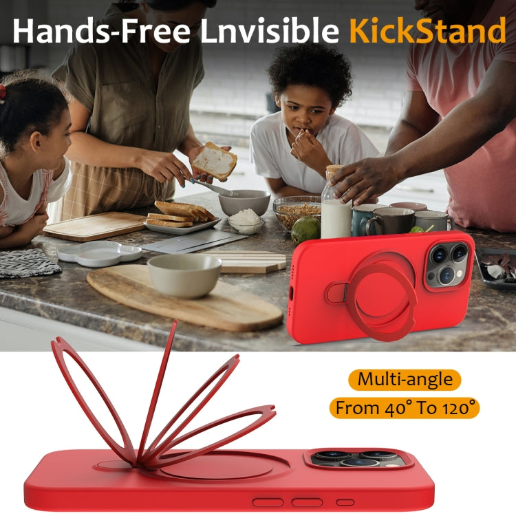 For iPhone 15 Pro Liquid Silicone MagSafe Magnetic Phone Case with Ring Holder(Red) - iPhone 15 Pro Cases by buy2fix | Online Shopping UK | buy2fix