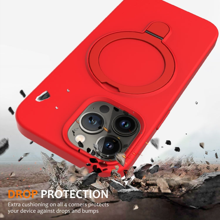 For iPhone 15 Pro Liquid Silicone MagSafe Magnetic Phone Case with Ring Holder(Red) - iPhone 15 Pro Cases by buy2fix | Online Shopping UK | buy2fix