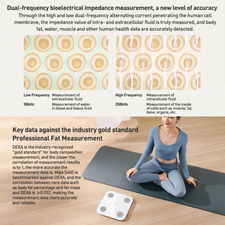 Original Xiaomi Mijia Smart Home Body Fat Scale S400 BT5.0 LED Display Dual Frequency Measurement(White) - Body Scales by Xiaomi | Online Shopping UK | buy2fix
