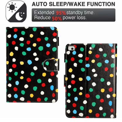 For iPad mini 5 / 4 / 3 / 2 / 1 Dot Pattern Leather Smart Tablet Case(Black Colorful) - iPad mini (2019) / mini 5 Cases by buy2fix | Online Shopping UK | buy2fix