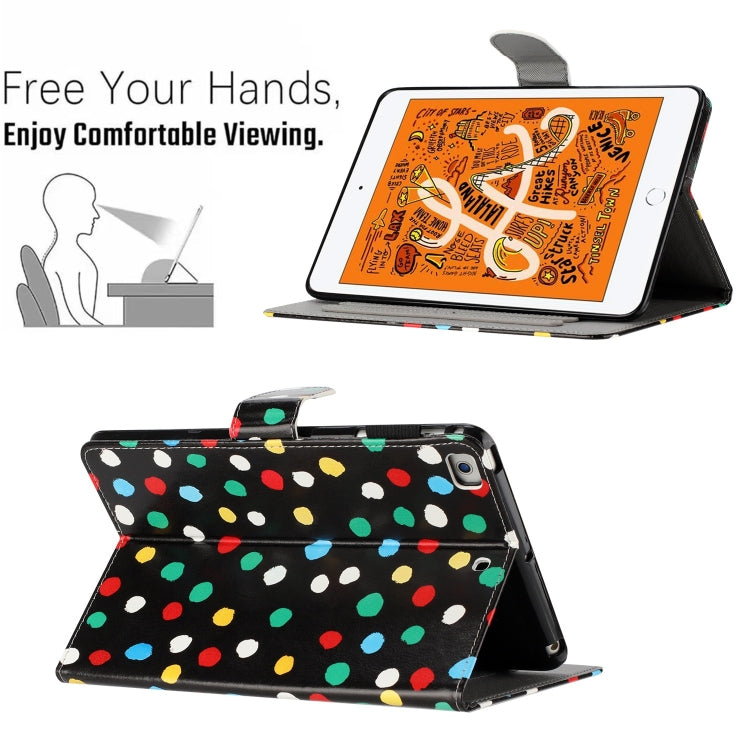 For iPad mini 5 / 4 / 3 / 2 / 1 Dot Pattern Leather Smart Tablet Case(Black Colorful) - iPad mini (2019) / mini 5 Cases by buy2fix | Online Shopping UK | buy2fix