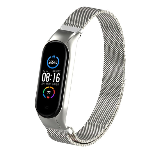 For Xiaomi Mi Band 5 Milano Solid Color Magnetic Stainless Steel Watch Band(Silver) - Watch Bands by buy2fix | Online Shopping UK | buy2fix