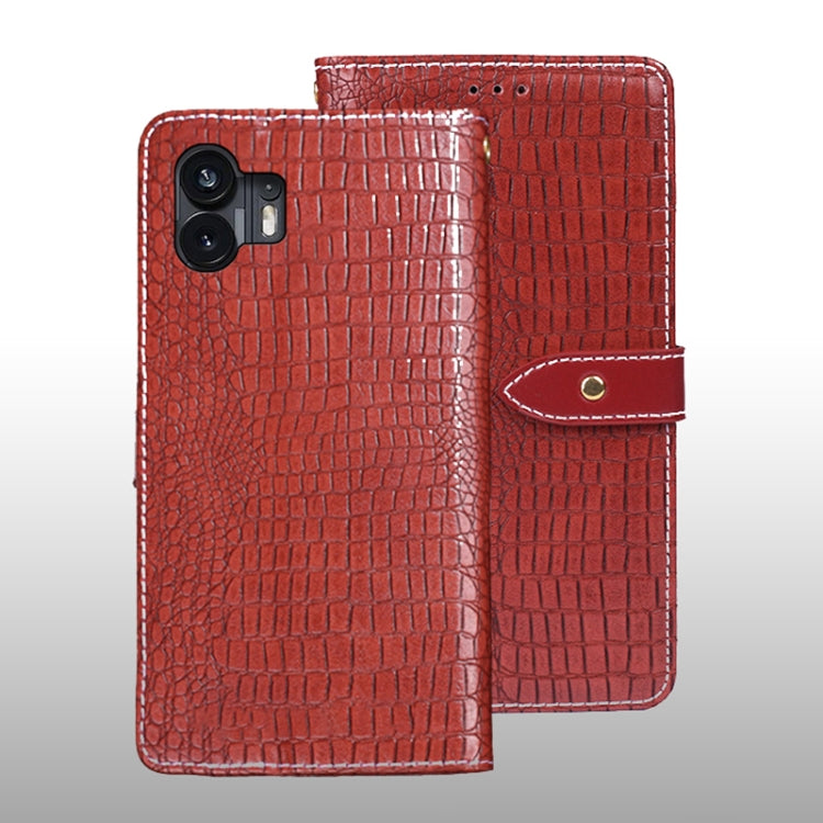 For Nothing Phone 2 idewei Crocodile Texture Leather Phone Case(Red) - Nothing Cases by idewei | Online Shopping UK | buy2fix