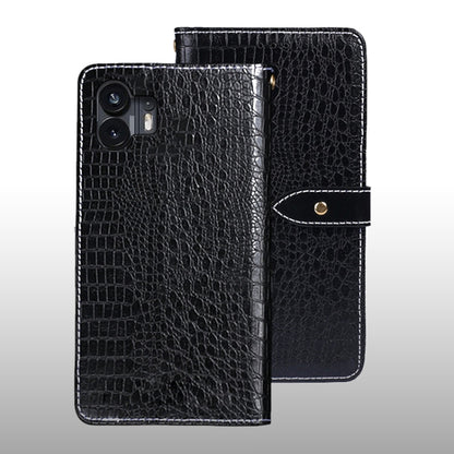 For Nothing Phone 2 idewei Crocodile Texture Leather Phone Case(Black) - Nothing Cases by idewei | Online Shopping UK | buy2fix