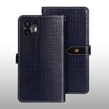 For Nothing Phone 2 idewei Crocodile Texture Leather Phone Case(Dark Blue) - Nothing Cases by idewei | Online Shopping UK | buy2fix