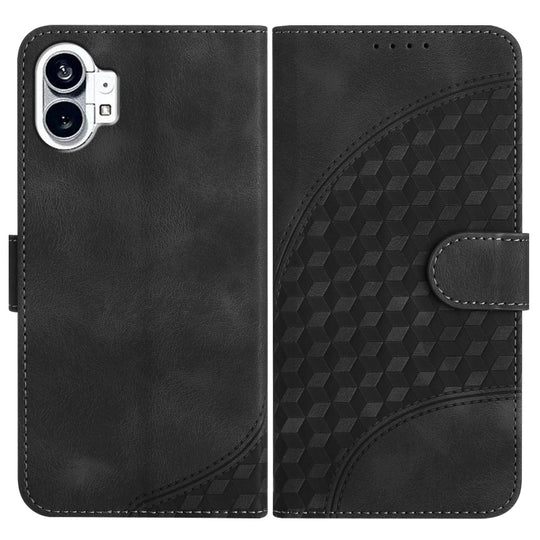 For Nothing Phone 1 Elephant Head Embossed Phone Leather Case with Lanyard(Black)