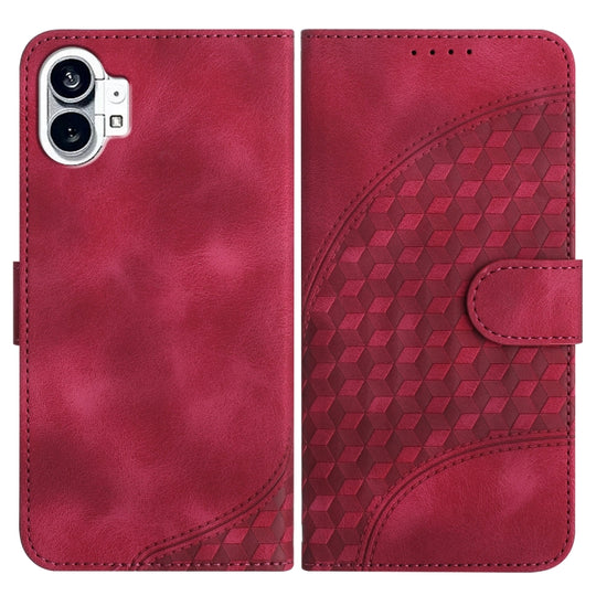 For Nothing Phone 1 Elephant Head Embossed Phone Leather Case with Lanyard(Rose Red)