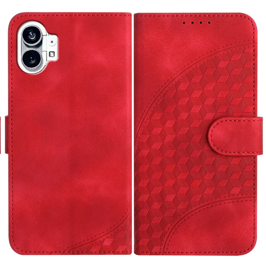 For Nothing Phone 1 Elephant Head Embossed Phone Leather Case with Lanyard(Red) - Nothing Cases by buy2fix | Online Shopping UK | buy2fix