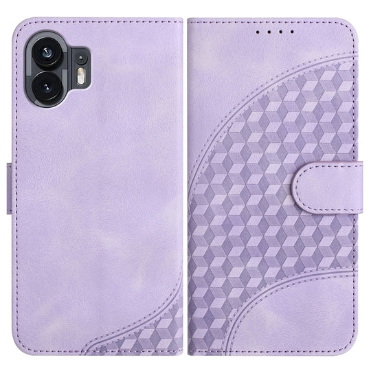 For Nothing Phone 2 Elephant Head Embossed Phone Leather Case with Lanyard(Light Purple)
