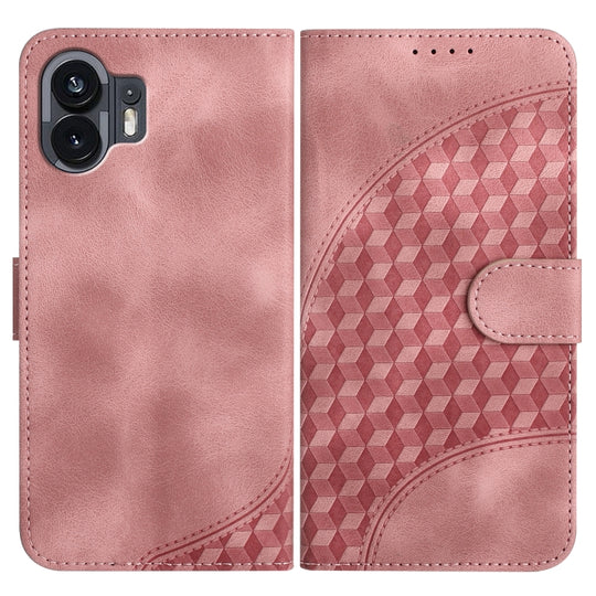 For Nothing Phone 2 Elephant Head Embossed Phone Leather Case with Lanyard(Pink)