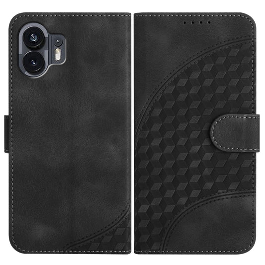 For Nothing Phone 2 Elephant Head Embossed Phone Leather Case with Lanyard(Black) - Nothing Cases by buy2fix | Online Shopping UK | buy2fix