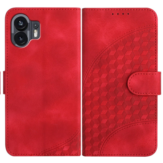 For Nothing Phone 2 Elephant Head Embossed Phone Leather Case with Lanyard(Red)