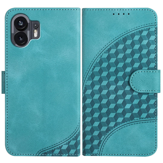 For Nothing Phone 2 Elephant Head Embossed Phone Leather Case with Lanyard(Light Blue)