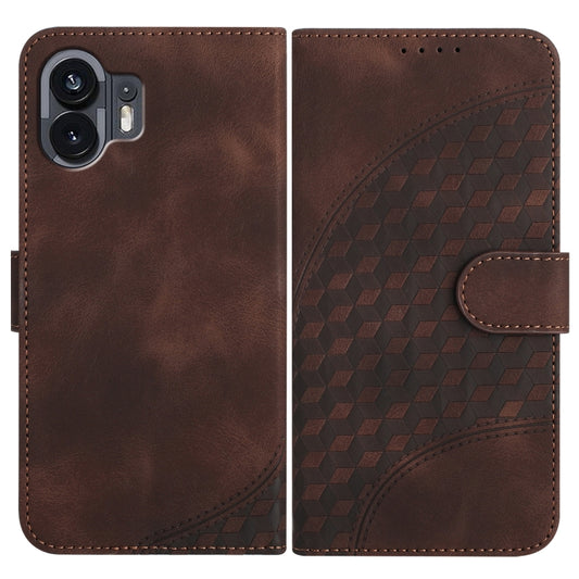For Nothing Phone 2 Elephant Head Embossed Phone Leather Case with Lanyard(Coffee) - Nothing Cases by buy2fix | Online Shopping UK | buy2fix