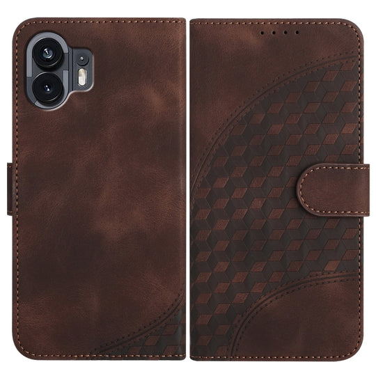 For Nothing Phone 2 Elephant Head Embossed Phone Leather Case with Lanyard(Coffee)