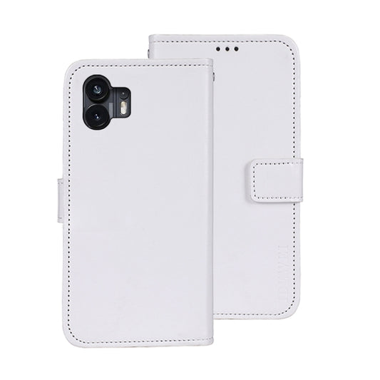 For Nothing Phone 2 idewei Crazy Horse Texture Leather Phone Case with Holder(White) - Nothing Cases by idewei | Online Shopping UK | buy2fix