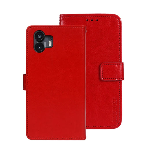 For Nothing Phone 2 idewei Crazy Horse Texture Leather Phone Case with Holder(Red) - Nothing Cases by idewei | Online Shopping UK | buy2fix
