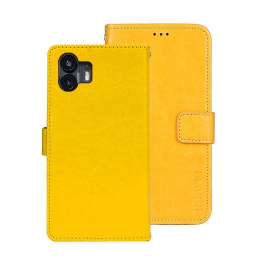 For Nothing Phone 2 idewei Crazy Horse Texture Leather Phone Case with Holder(Yellow) - Nothing Cases by idewei | Online Shopping UK | buy2fix