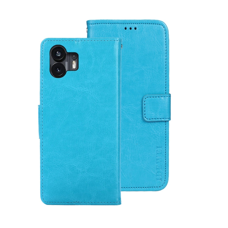 For Nothing Phone 2 idewei Crazy Horse Texture Leather Phone Case with Holder(Sky Blue) - Nothing Cases by idewei | Online Shopping UK | buy2fix