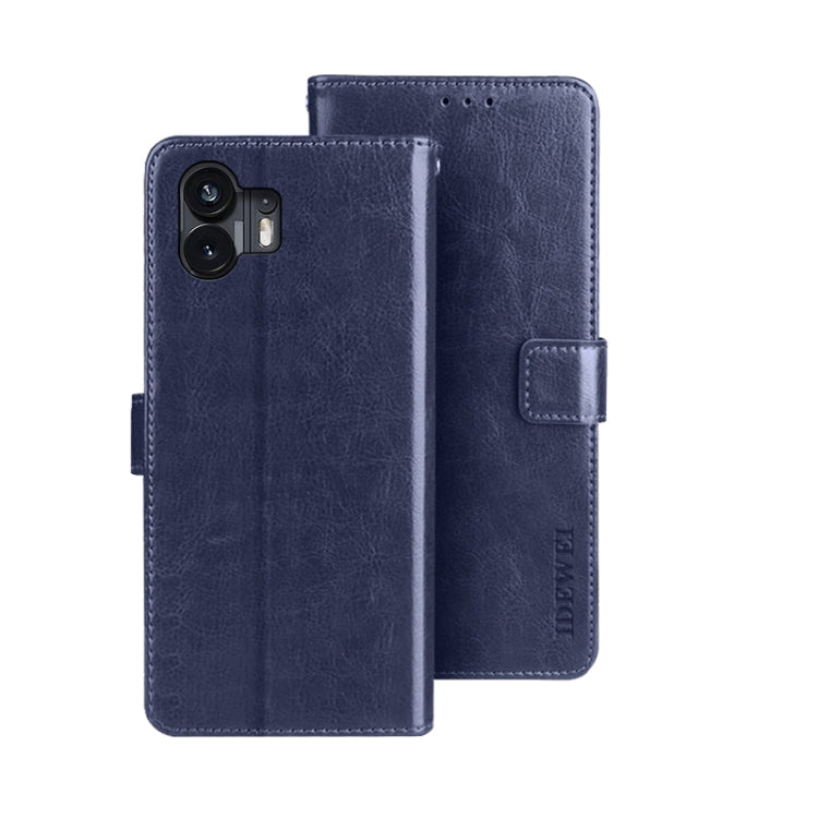 For Nothing Phone 2 idewei Crazy Horse Texture Leather Phone Case with Holder(Blue) - Nothing Cases by idewei | Online Shopping UK | buy2fix