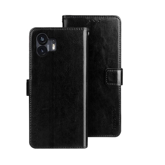 For Nothing Phone 2 idewei Crazy Horse Texture Leather Phone Case with Holder(Black) - Nothing Cases by idewei | Online Shopping UK | buy2fix